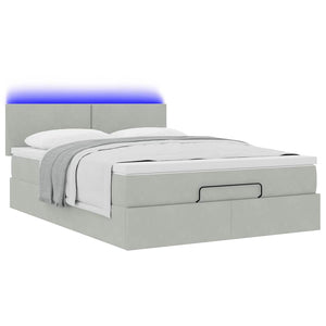 vidaXL Ottoman Bed with Mattress & LEDs Light Grey 140x200 cm Velvet