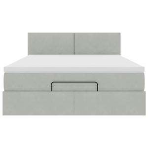 vidaXL Ottoman Bed with Mattress & LEDs Light Grey 140x200 cm Velvet