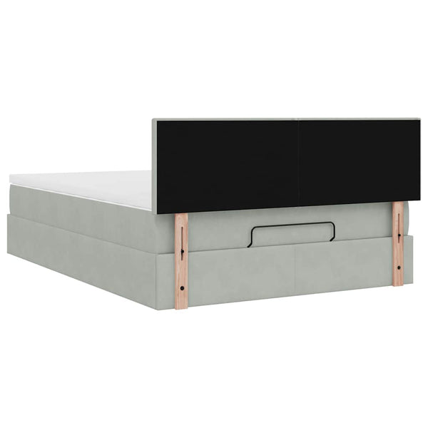vidaXL Ottoman Bed with Mattress & LEDs Light Grey 140x200 cm Velvet