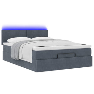 vidaXL Ottoman Bed with Mattress & LED Lights Dark Grey 140x200 cm Velvet