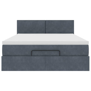 vidaXL Ottoman Bed with Mattress & LED Lights Dark Grey 140x200 cm Velvet