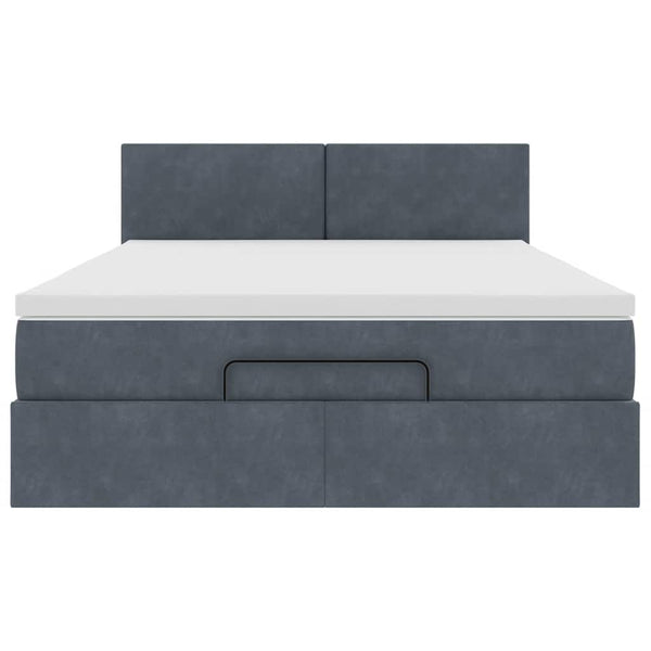 vidaXL Ottoman Bed with Mattress & LED Lights Dark Grey 140x200 cm Velvet