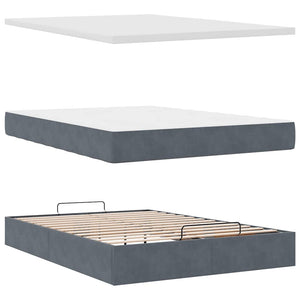 vidaXL Ottoman Bed with Mattress & LED Lights Dark Grey 140x200 cm Velvet