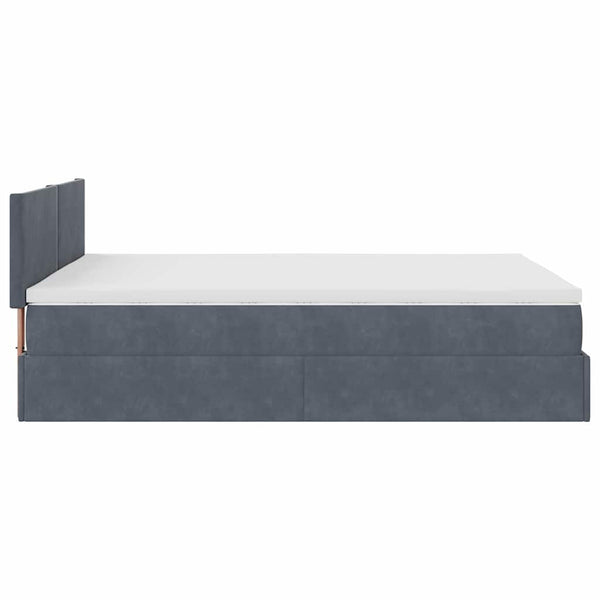 vidaXL Ottoman Bed with Mattress & LED Lights Dark Grey 140x200 cm Velvet