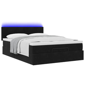 vidaXL Ottoman Bed with Mattress & LED Black 140x200 cm Velvet
