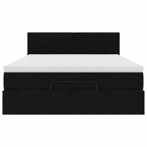 vidaXL Ottoman Bed with Mattress & LED Black 140x200 cm Velvet