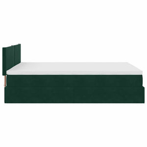 vidaXL Ottoman Bed with Mattress & LEDs Dark Green 140x200 cm Velvet