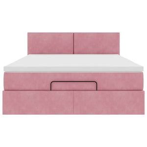 vidaXL Ottoman Bed with Mattress & LEDs Pink 140x200 cm Velvet