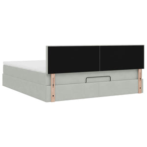 vidaXL Ottoman Bed with Mattress & LED Lights Light Grey 160x200 cm Velvet
