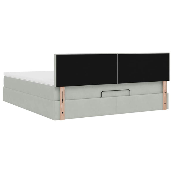 vidaXL Ottoman Bed with Mattress & LED Lights Light Grey 160x200 cm Velvet