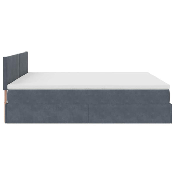 vidaXL Ottoman Bed with Mattress & LEDs Dark Gray 160x200 cm Velvet