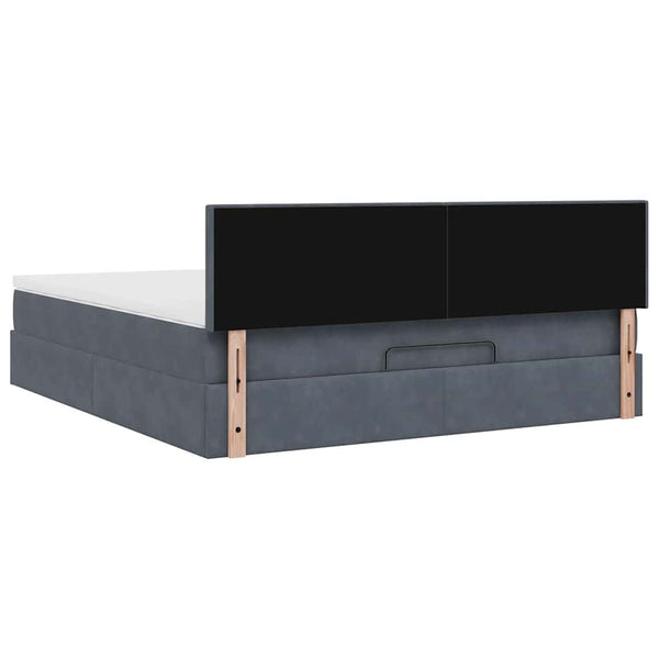 vidaXL Ottoman Bed with Mattress & LEDs Dark Gray 160x200 cm Velvet