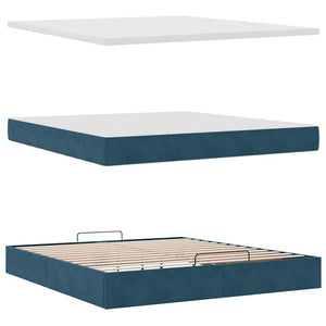vidaXL Ottoman Bed with Mattress & LED Lights Dark Blue 160x200 cm Velvet