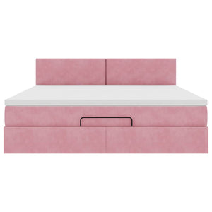 vidaXL Ottoman Bed with Mattress & LED Pink 160x200 cm Velvet
