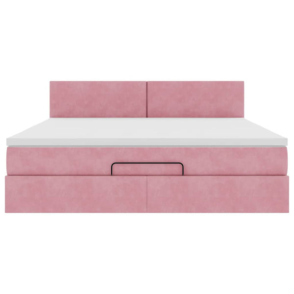 vidaXL Ottoman Bed with Mattress & LED Pink 160x200 cm Velvet