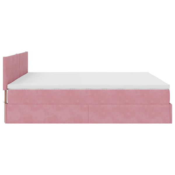 vidaXL Ottoman Bed with Mattress & LED Pink 160x200 cm Velvet