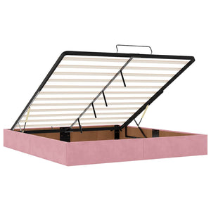 vidaXL Ottoman Bed with Mattress & LED Pink 160x200 cm Velvet