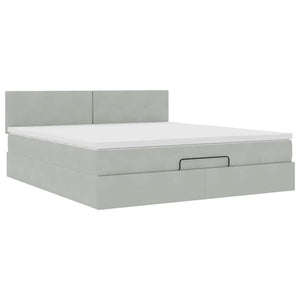 vidaXL Ottoman Bed with Mattress & LED Lights Light Grey 180x200 cm Velvet