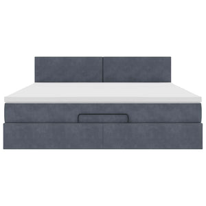 vidaXL Ottoman Bed with Mattress & LEDs Dark Grey 180x200 cm Velvet
