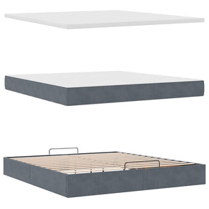 vidaXL Ottoman Bed with Mattress & LEDs Dark Grey 180x200 cm Velvet