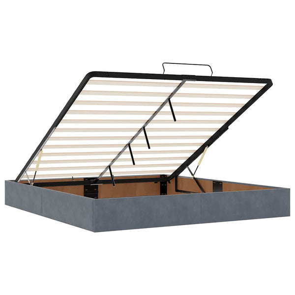 vidaXL Ottoman Bed with Mattress & LEDs Dark Grey 180x200 cm Velvet
