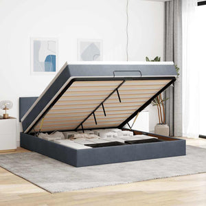 vidaXL Ottoman Bed with Mattress & LEDs Dark Grey 180x200 cm Velvet