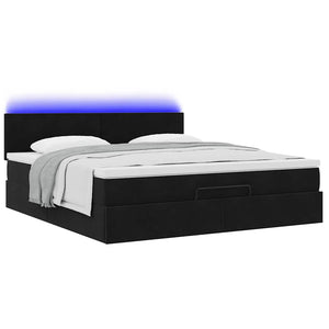 vidaXL Ottoman Bed with Mattress & LED Black 180x200 cm Velvet