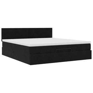 vidaXL Ottoman Bed with Mattress & LED Black 180x200 cm Velvet