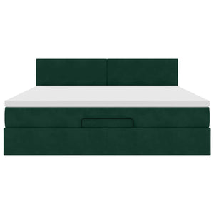 vidaXL Ottoman Bed with Mattress & LEDs Dark Green 180x200 cm Velvet
