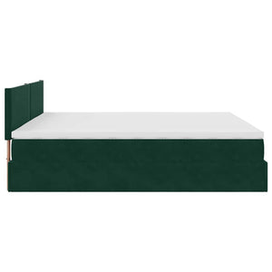 vidaXL Ottoman Bed with Mattress & LEDs Dark Green 180x200 cm Velvet