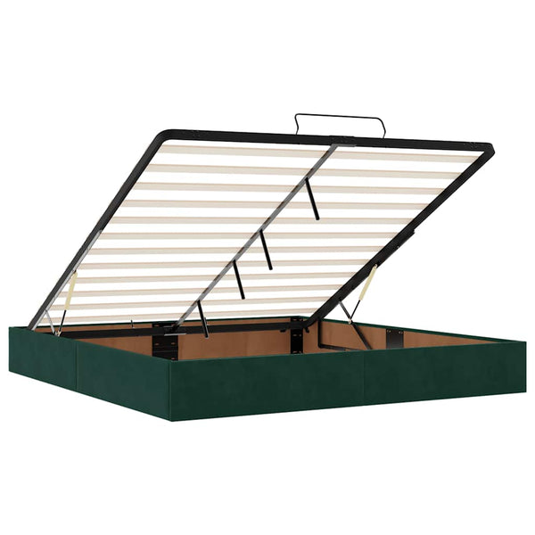 vidaXL Ottoman Bed with Mattress & LEDs Dark Green 180x200 cm Velvet