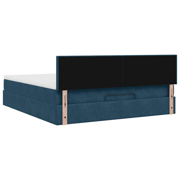 vidaXL Ottoman Bed with Mattress & LED Dark Blue 180x200 cm Velvet