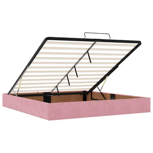 vidaXL Ottoman Bed with Mattress & LED Pink 180x200 cm Velvet