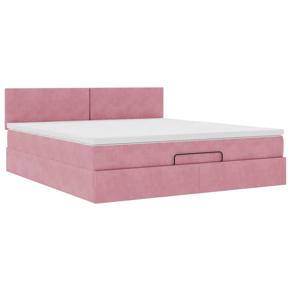 vidaXL Ottoman Bed with Mattress & LED Pink 180x200 cm Velvet
