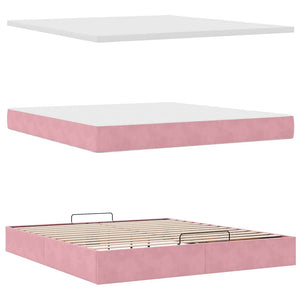 vidaXL Ottoman Bed with Mattress & LED Pink 180x200 cm Velvet