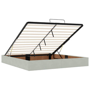 vidaXL Ottoman Bed with Mattresses & LED Lights Light Grey 200x200 cm Velvet