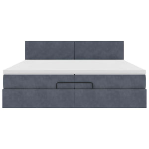 vidaXL Ottoman Bed with Mattresses & LEDs Dark Gray 200x200 cm Velvet