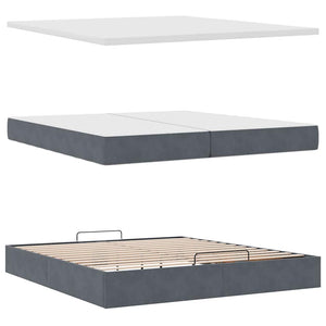 vidaXL Ottoman Bed with Mattresses & LEDs Dark Gray 200x200 cm Velvet