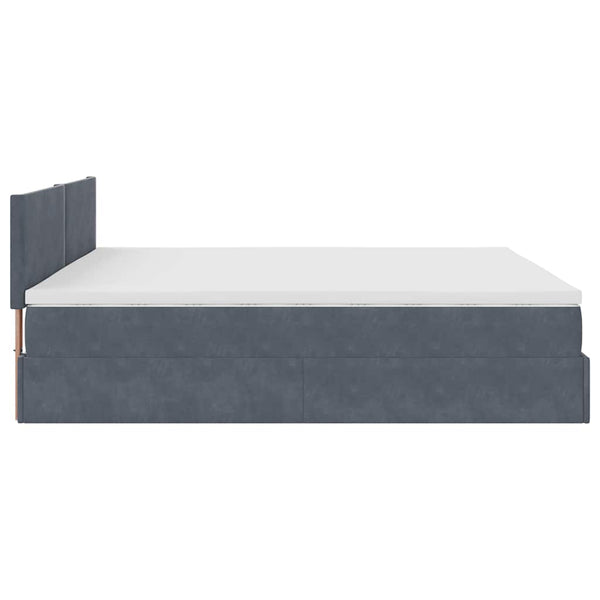 vidaXL Ottoman Bed with Mattresses & LEDs Dark Gray 200x200 cm Velvet