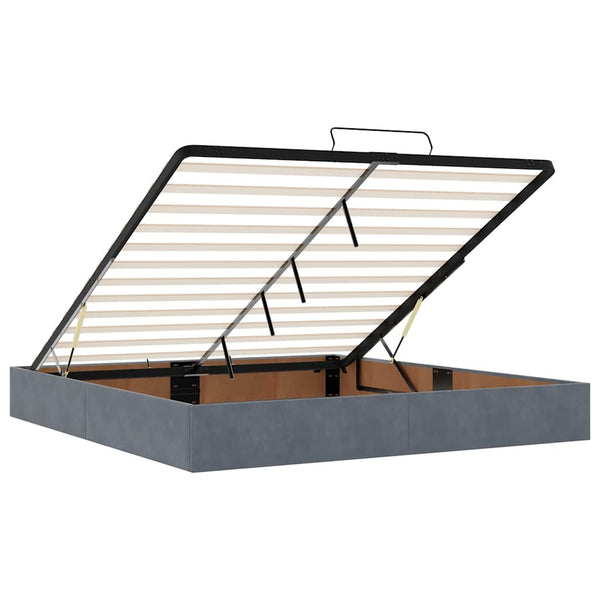 vidaXL Ottoman Bed with Mattresses & LEDs Dark Gray 200x200 cm Velvet