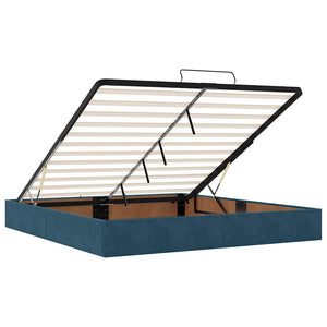 vidaXL Ottoman Bed with Mattresses & LED Dark Blue 200x200 cm Velvet