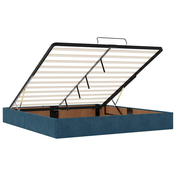 vidaXL Ottoman Bed with Mattresses & LED Dark Blue 200x200 cm Velvet