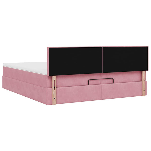 vidaXL Ottoman Bed with Mattresses & LEDs Pink 200x200 cm Velvet