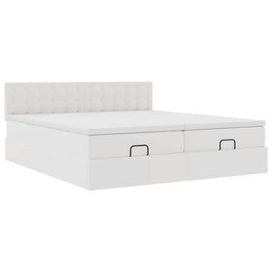 vidaXL Ottoman Bed with Mattresses & LEDs White 160x200 cm Faux Leather