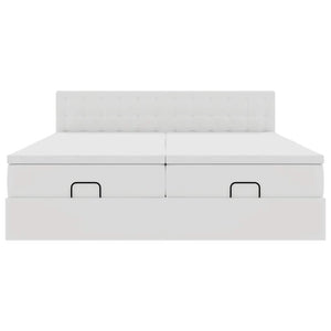 vidaXL Ottoman Bed with Mattresses & LEDs White 160x200 cm Faux Leather