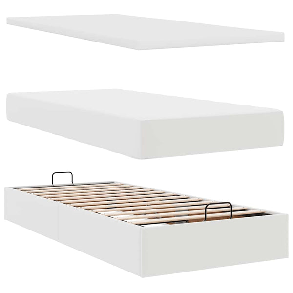 vidaXL Ottoman Bed with Mattresses & LEDs White 160x200 cm Faux Leather