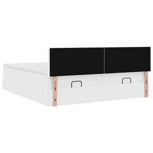 vidaXL Ottoman Bed with Mattresses & LED White 180x200 cm Faux Leather