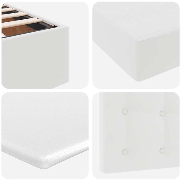 vidaXL Ottoman Bed with Mattresses & LED White 180x200 cm Faux Leather