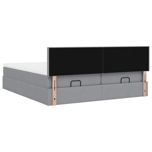 vidaXL Ottoman Bed with Mattresses & LEDs Light Grey 160x200 cm Fabric