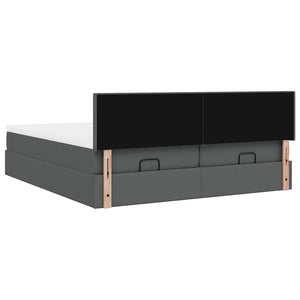 vidaXL Ottoman Bed with Mattresses & LEDs Dark Grey 160x200 cm Fabric